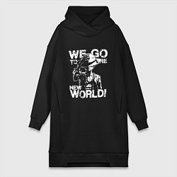 Женское худи-платье WE GO TO THE NEW WORLD ВАНПИС, цвет: черный