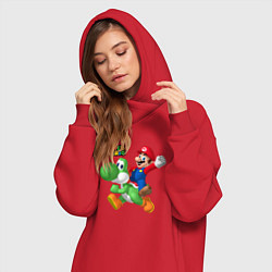 Женское худи-платье Mario and Yoshi Super Mario, цвет: красный — фото 2