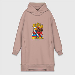 Женское худи-платье Хоккей - Russia, цвет: пыльно-розовый