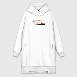 Женское худи-платье Буран шаттл СССР, цвет: белый