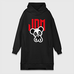 Женское худи-платье JDM Panda Japan, цвет: черный