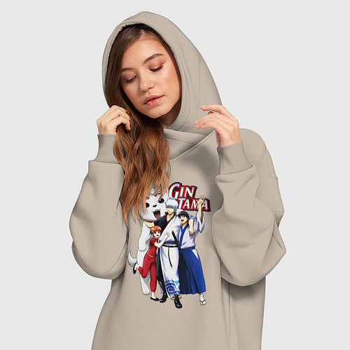 Женская толстовка-платье Gin Tama Sadaharu / Миндальный – фото 3