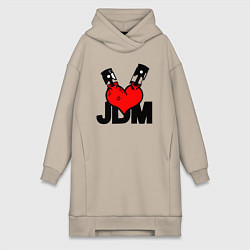 Женское худи-платье JDM Heart Piston Japan, цвет: миндальный