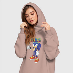 Женское худи-платье Sonic Hedgehog Video game!, цвет: пыльно-розовый — фото 2