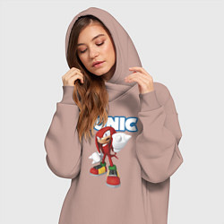 Женское худи-платье Knuckles Echidna Sonic Video game Ехидна Наклз Вид, цвет: пыльно-розовый — фото 2