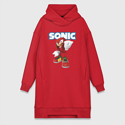 Женское худи-платье Knuckles Echidna Sonic Video game Ехидна Наклз Вид, цвет: красный
