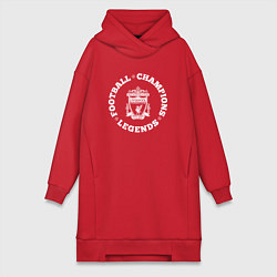 Женское худи-платье Символ Liverpool и надпись Football Legends and Ch, цвет: красный