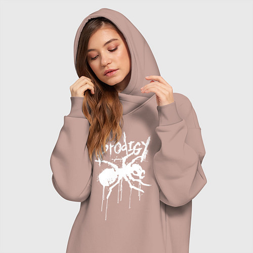 Женская толстовка-платье Draw white logo - Ant / Пыльно-розовый – фото 3