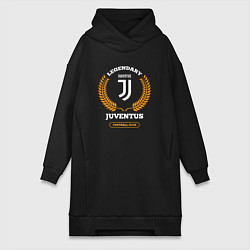 Женское худи-платье Лого Juventus и надпись Legendary Football Club, цвет: черный