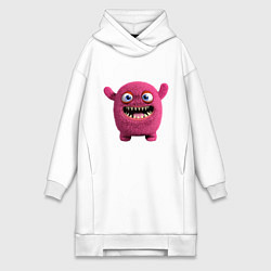 Женское худи-платье FLUFFY COLORED MONSTER, цвет: белый