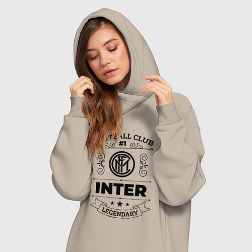Женская толстовка-платье Inter: Football Club Number 1 Legendary / Миндальный – фото 3