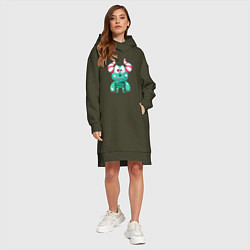 Женское худи-платье Маленький зеленый монстр, цвет: хаки — фото 2
