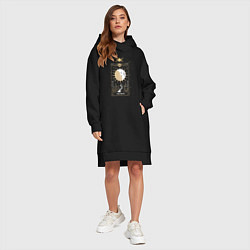Женское худи-платье Карта Таро луна эзотерика мистика, цвет: черный — фото 2