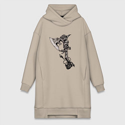 Женская толстовка-платье Крутой боевой тату-топор