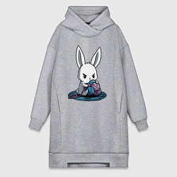Женская толстовка-платье Зайчонок обнял клубки The bunny hugged the balls