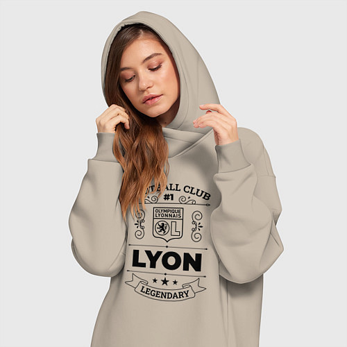 Женская толстовка-платье Lyon: Football Club Number 1 Legendary / Миндальный – фото 3