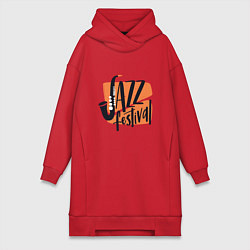 Женское худи-платье Джазовый Фестиваль, цвет: красный