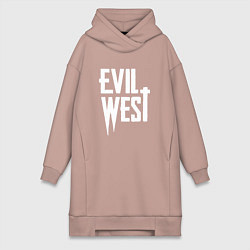 Женское худи-платье Evil west logo, цвет: пыльно-розовый