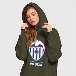 Женское худи-платье Valencia FC в стиле Glitch, цвет: хаки — фото 2