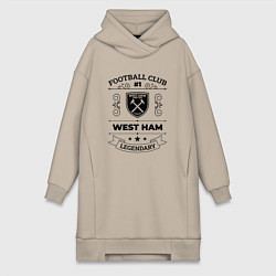 Женское худи-платье West Ham: Football Club Number 1 Legendary, цвет: миндальный