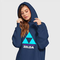 Женское худи-платье Символ Zelda в неоновых цветах, цвет: тёмно-синий — фото 2