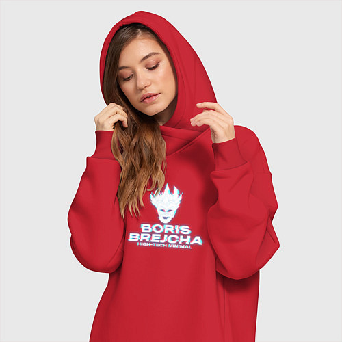 Женская толстовка-платье Борис Брейча глитч эффект / Красный – фото 3