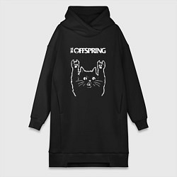 Женское худи-платье The Offspring Рок кот, цвет: черный