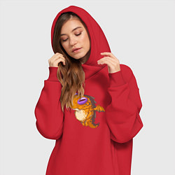 Женское худи-платье Милейший дракончик, цвет: красный — фото 2