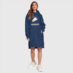Женское худи-платье Саламандры лого винтаж, цвет: тёмно-синий — фото 2