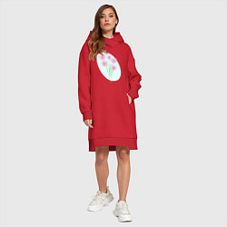 Женское худи-платье Букет из экзотических цветов Брызги лепестков, цвет: красный — фото 2