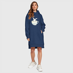 Женское худи-платье Кролик в чашке, цвет: тёмно-синий — фото 2