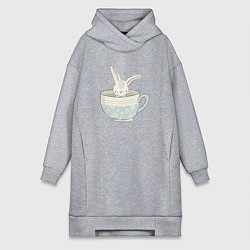 Женская толстовка-платье Кролик в чашке