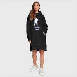 Женское худи-платье Counter Strike в стиле Glitch - Баги Графики, цвет: черный — фото 2