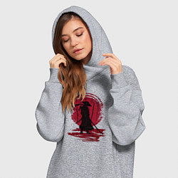 Женское худи-платье Самурай и красная луна, цвет: меланж — фото 2