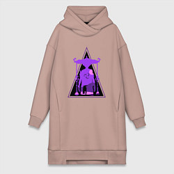 Женское худи-платье Геншин Импакт Скарамучча, цвет: пыльно-розовый
