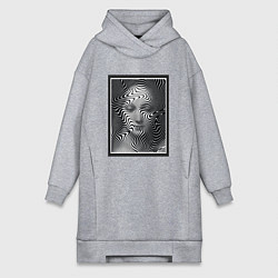 Женское худи-платье Женский портрет - оптическая иллюзия, цвет: меланж