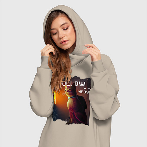 Женская толстовка-платье STRAY FOLLOW MEOW / Миндальный – фото 3