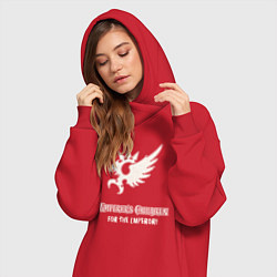Женское худи-платье Дети императора хаос винтаж лого, цвет: красный — фото 2