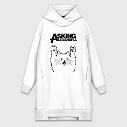 Женское худи-платье Asking Alexandria - rock cat, цвет: белый