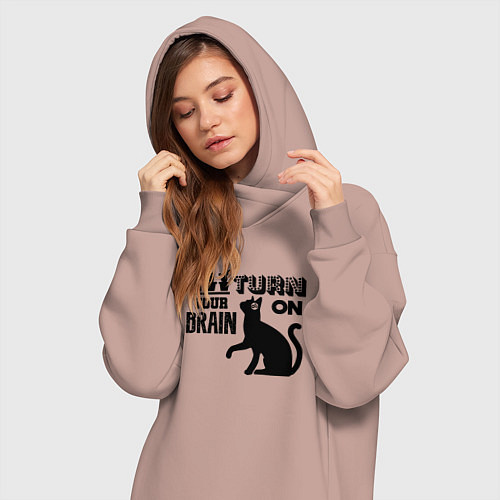 Женская толстовка-платье TURN ON YOUR BRAIN real / Пыльно-розовый – фото 3