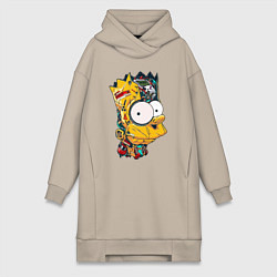 Женское худи-платье Cyber-Bart - Simpsons family, цвет: миндальный