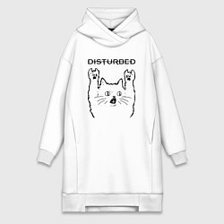 Женское худи-платье Disturbed - rock cat, цвет: белый