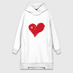 Женское худи-платье Сердце - Китай, цвет: белый