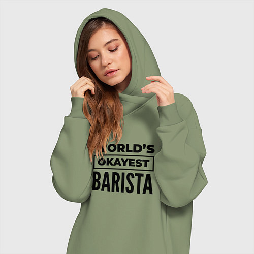 Женская толстовка-платье The worlds okayest barista / Авокадо – фото 3