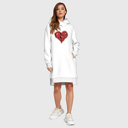 Женское худи-платье Раненое штопаное сердце, цвет: белый — фото 2