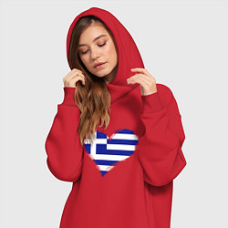 Женское худи-платье Сердце - Греция, цвет: красный — фото 2