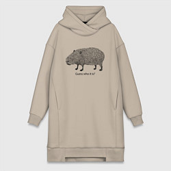 Женское худи-платье Угадай, кто это?, цвет: миндальный