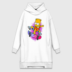 Женская толстовка-платье Барт Симпсон на скейтборде - Eat my shorts!