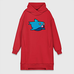 Женское худи-платье Маленькая акула, цвет: красный