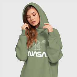 Женское худи-платье Nasa - космонавт, цвет: авокадо — фото 2